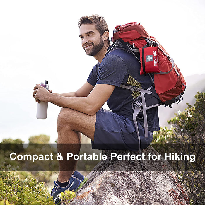 Erste Hilfe Set - 92-teiliges Premium Erste-Hilfe-Set für Haus, Auto, Reise, Büro, Sport, Wandern, Camping, Rettung (Rot)