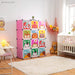 Erweiterbares Kinderregal Kinder Kleiderschrank Stufenregal Bücherregal mit Türen & 2 Aufhängern, tiefere Fächer als normal (45 cm vs. 35 cm)