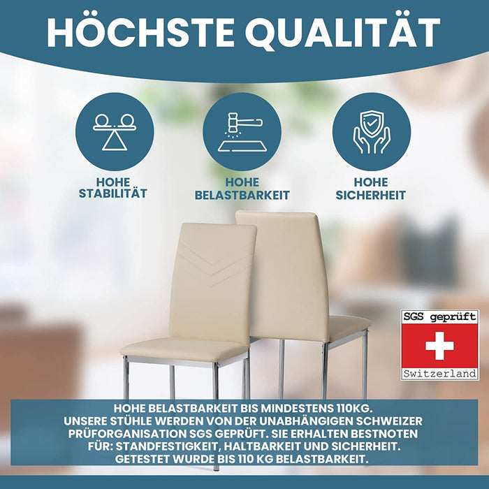 Esszimmerstühle 2er Set Verona, Beige - Edles Italienisches Design, Kunstleder-Bezug, bequemer Polsterstuhl - Moderner Küchenstuhl, Stuhl Esszimmer 