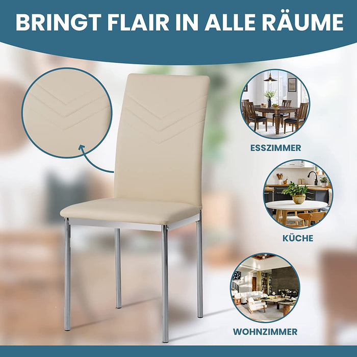 Esszimmerstühle 2er Set Verona, Beige - Edles Italienisches Design, Kunstleder-Bezug, bequemer Polsterstuhl - Moderner Küchenstuhl, Stuhl Esszimmer 