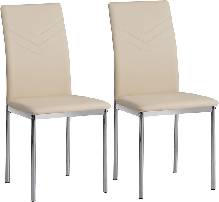 Esszimmerstühle 2er Set Verona, Beige - Edles Italienisches Design, Kunstleder-Bezug, bequemer Polsterstuhl - Moderner Küchenstuhl, Stuhl Esszimmer 