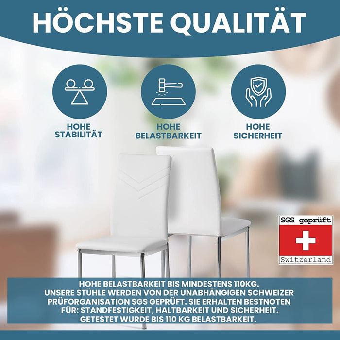 Esszimmerstühle 2er Set Verona, Weiss - Edles Italienisches Design, Kunstleder-Bezug, bequemer Polsterstuhl - Moderner Küchenstuhl, Stuhl Esszimmer