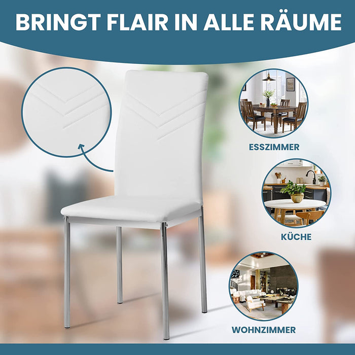 Esszimmerstühle 2er Set Verona, Weiss - Edles Italienisches Design, Kunstleder-Bezug, bequemer Polsterstuhl - Moderner Küchenstuhl, Stuhl Esszimmer