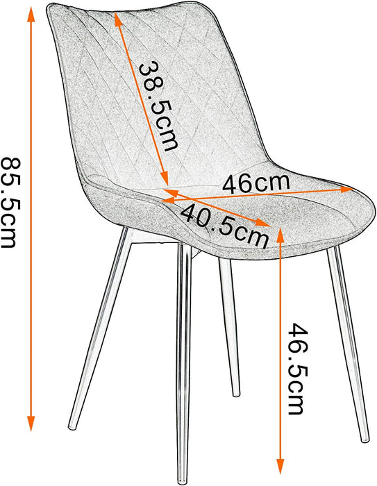 Esszimmerstühle 2er Set Küchenstuhl Polsterstuhl Wohnzimmerstuhl Sessel mit Rückenlehne, Sitzfläche aus Leinen, Metallbeine, Dunkelgrau