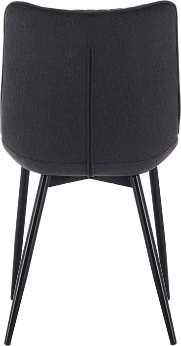 Esszimmerstühle 2er Set Küchenstuhl Polsterstuhl Wohnzimmerstuhl Sessel mit Rückenlehne, Sitzfläche aus Leinen, Metallbeine, Dunkelgrau