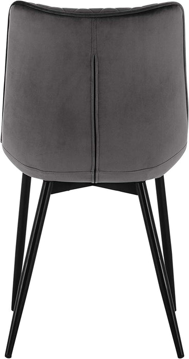 Esszimmerstühle 2er Set Küchenstuhl Polsterstuhl Wohnzimmerstuhl Sessel mit Rückenlehne, Sitzfläche aus Samt, Metallbeine, Dunkelgrau