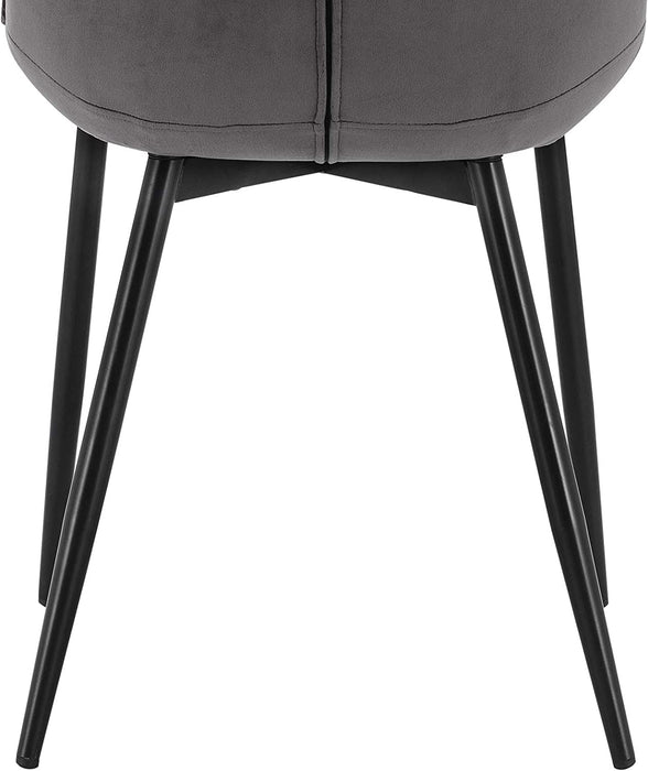 Esszimmerstühle 2er Set Küchenstuhl Polsterstuhl Wohnzimmerstuhl Sessel mit Rückenlehne, Sitzfläche aus Samt, Metallbeine, Dunkelgrau