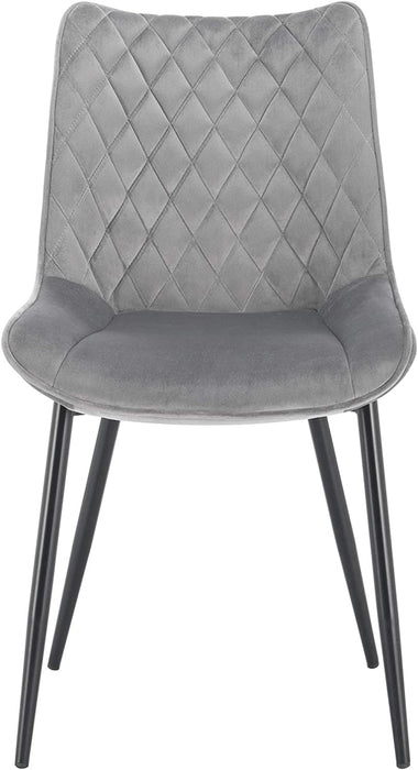 Esszimmerstühle 2er Set Küchenstuhl Polsterstuhl Wohnzimmerstuhl Sessel mit Rückenlehne, Sitzfläche aus Samt, Metallbeine, Hellgrau