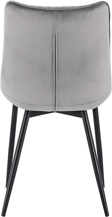 Esszimmerstühle 2er Set Küchenstuhl Polsterstuhl Wohnzimmerstuhl Sessel mit Rückenlehne, Sitzfläche aus Samt, Metallbeine, Hellgrau