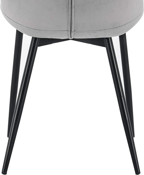 Esszimmerstühle 2er Set Küchenstuhl Polsterstuhl Wohnzimmerstuhl Sessel mit Rückenlehne, Sitzfläche aus Samt, Metallbeine, Hellgrau