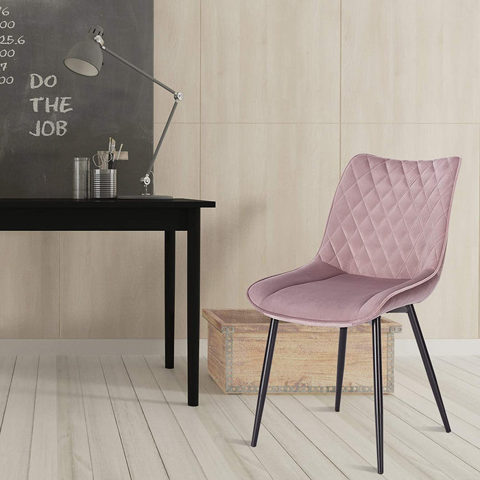 Esszimmerstühle 2er Set Küchenstuhl Polsterstuhl Wohnzimmerstuhl Sessel mit Rückenlehne, Sitzfläche aus Samt, Metallbeine, Rosa