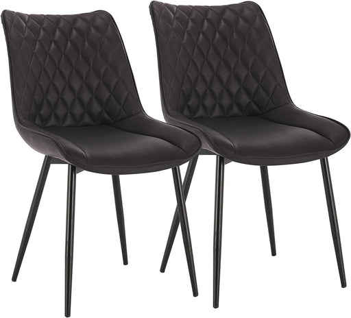 Esszimmerstühle 2er Set Küchenstuhl Polsterstuhl Wohnzimmerstuhl Sessel mit Rückenlehne, Sitzfläche aus Kunstleder, Metallbeine