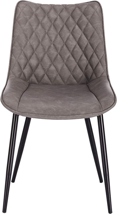 Esszimmerstühle 2er Set Küchenstuhl Polsterstuhl Wohnzimmerstuhl Sessel mit Rückenlehne, Sitzfläche aus Kunstleder, Antiklederoptik, Dunkelgrau