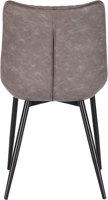 Esszimmerstühle 2er Set Küchenstuhl Polsterstuhl Wohnzimmerstuhl Sessel mit Rückenlehne, Sitzfläche aus Kunstleder, Antiklederoptik, Dunkelgrau