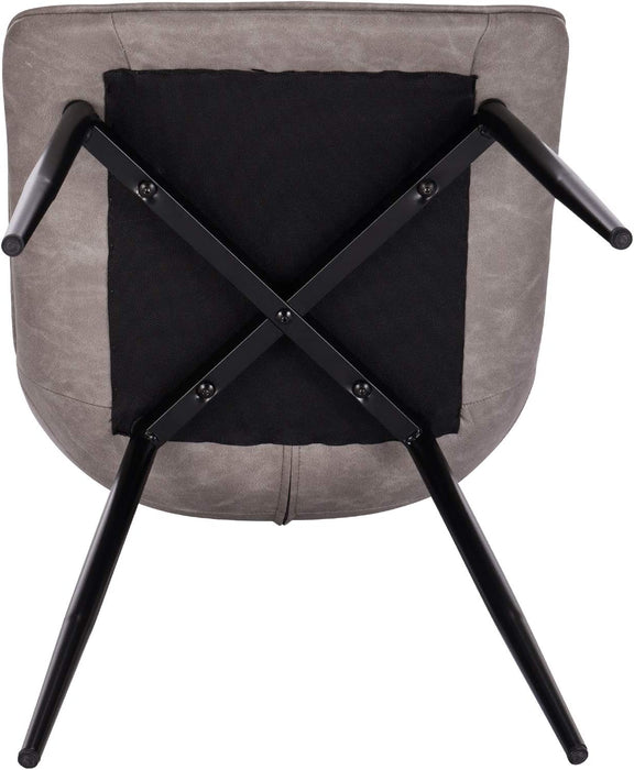 Esszimmerstühle 2er Set Küchenstuhl Polsterstuhl Wohnzimmerstuhl Sessel mit Rückenlehne, Sitzfläche aus Kunstleder, Antiklederoptik, Dunkelgrau