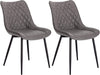 Esszimmerstühle 2er Set Küchenstuhl Polsterstuhl Wohnzimmerstuhl Sessel mit Rückenlehne, Sitzfläche aus Kunstleder, Antiklederoptik, Dunkelgrau