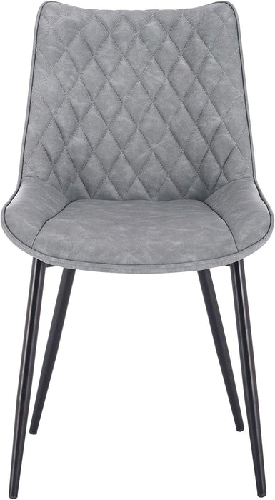 Esszimmerstühle 2er Set Küchenstuhl Polsterstuhl Wohnzimmerstuhl Sessel mit Rückenlehne, Sitzfläche aus Kunstleder, Metallbeine, Antiklederoptik, Grau