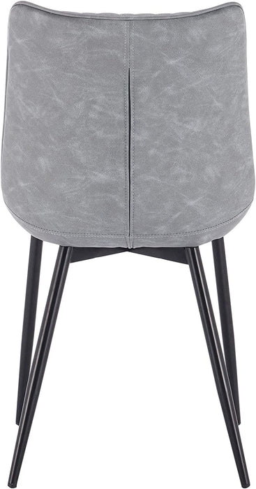 Esszimmerstühle 2er Set Küchenstuhl Polsterstuhl Wohnzimmerstuhl Sessel mit Rückenlehne, Sitzfläche aus Kunstleder, Metallbeine, Antiklederoptik, Grau