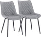 Esszimmerstühle 2er Set Küchenstuhl Polsterstuhl Wohnzimmerstuhl Sessel mit Rückenlehne, Sitzfläche aus Kunstleder, Metallbeine, Antiklederoptik, Grau