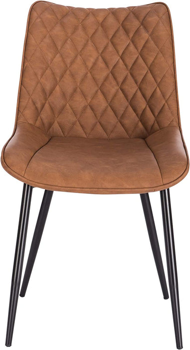 Esszimmerstühle 2er Set Küchenstuhl Polsterstuhl Wohnzimmerstuhl Sessel mit Rückenlehne, Sitzfläche aus Kunstleder, Antiklederoptik, Hellbraun