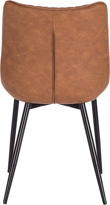 Esszimmerstühle 2er Set Küchenstuhl Polsterstuhl Wohnzimmerstuhl Sessel mit Rückenlehne, Sitzfläche aus Kunstleder, Antiklederoptik, Hellbraun