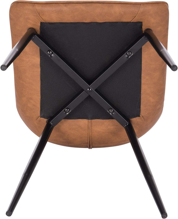 Esszimmerstühle 2er Set Küchenstuhl Polsterstuhl Wohnzimmerstuhl Sessel mit Rückenlehne, Sitzfläche aus Kunstleder, Antiklederoptik, Hellbraun