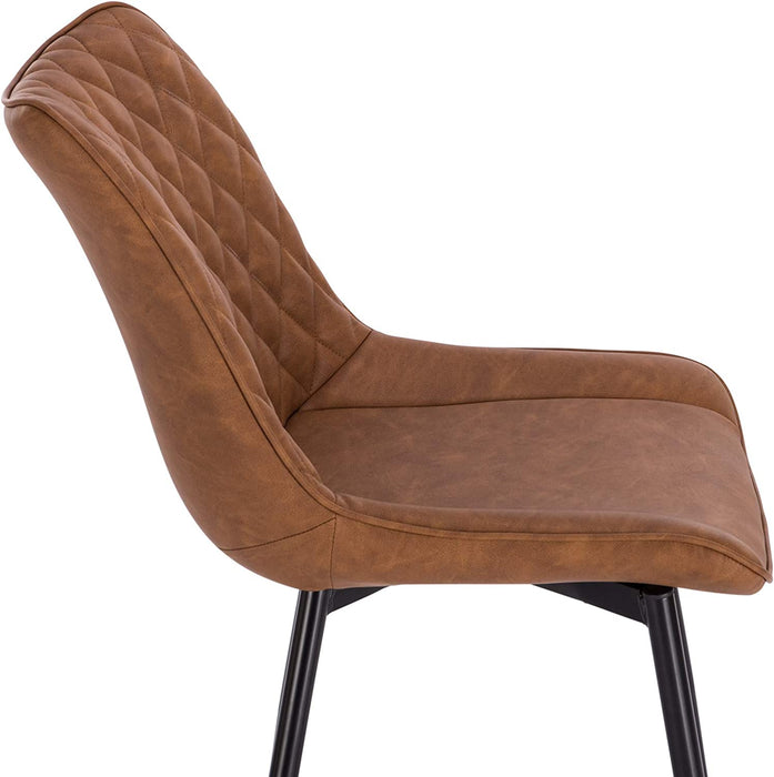 Esszimmerstühle 2er Set Küchenstuhl Polsterstuhl Wohnzimmerstuhl Sessel mit Rückenlehne, Sitzfläche aus Kunstleder, Antiklederoptik, Hellbraun