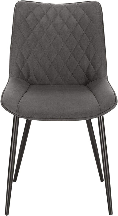 Esszimmerstühle 2er Set Küchenstuhl Polsterstuhl Wohnzimmerstuhl Sessel mit Rückenlehne, Sitzfläche aus Stoffbezug, Metallbeine, Dunkelgrau