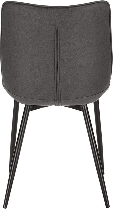 Esszimmerstühle 2er Set Küchenstuhl Polsterstuhl Wohnzimmerstuhl Sessel mit Rückenlehne, Sitzfläche aus Stoffbezug, Metallbeine, Dunkelgrau