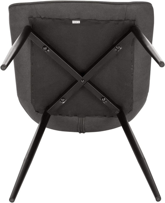 Esszimmerstühle 2er Set Küchenstuhl Polsterstuhl Wohnzimmerstuhl Sessel mit Rückenlehne, Sitzfläche aus Stoffbezug, Metallbeine, Dunkelgrau