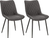 Esszimmerstühle 2er Set Küchenstuhl Polsterstuhl Wohnzimmerstuhl Sessel mit Rückenlehne, Sitzfläche aus Stoffbezug, Metallbeine, Dunkelgrau