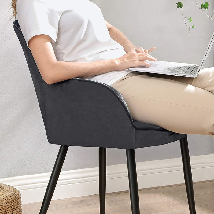 Esszimmerstuhl, Sessel, Polsterstuhl mit Armlehnen, Sitzbreite 49 cm, Metallbeine, Samtbezug, bis 110 kg belastbar, für Arbeitszimmer, Wohnzimmer