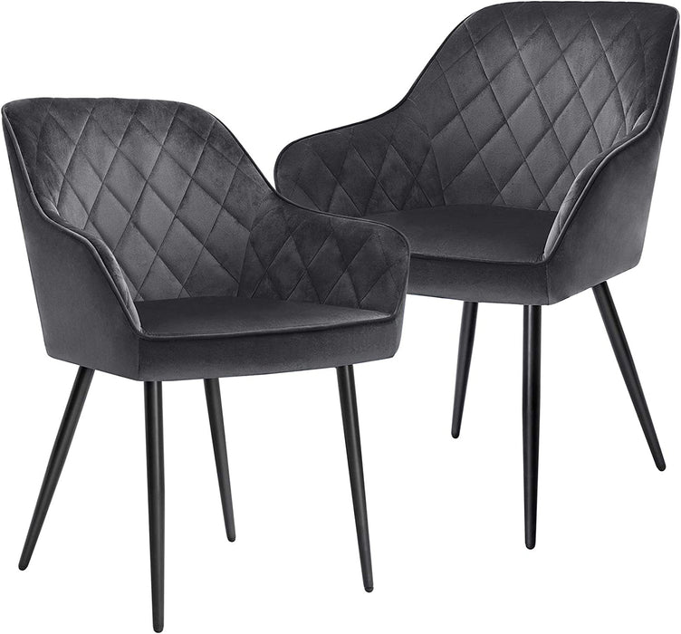 Esszimmerstuhl, Sessel, Polsterstuhl mit Armlehnen, Sitzbreite 49 cm, Metallbeine, Samtbezug, bis 110 kg belastbar, für Arbeitszimmer, Wohnzimmer