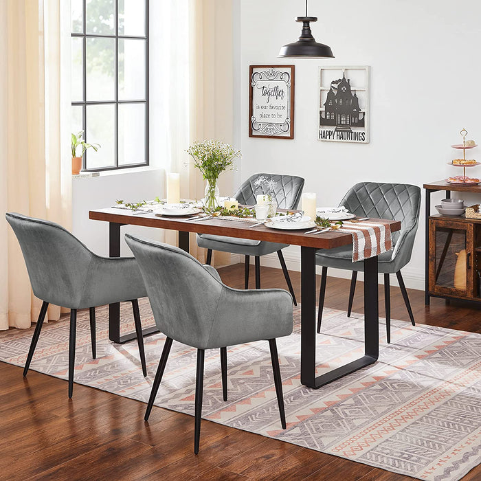 Esszimmerstuhl, Sessel, Polsterstuhl mit Armlehnen, Sitzbreite 49 cm, Metallbeine, Samtbezug, bis 110 kg belastbar, für Arbeitszimmer, Wohnzimmer