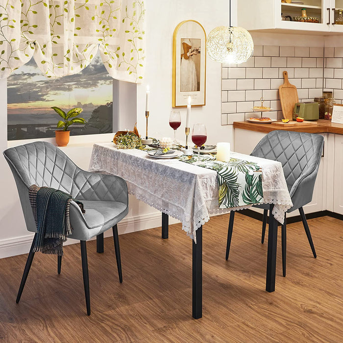 Esszimmerstuhl, Sessel, Polsterstuhl mit Armlehnen, Sitzbreite 49 cm, Metallbeine, Samtbezug, bis 110 kg belastbar, für Arbeitszimmer, Wohnzimmer