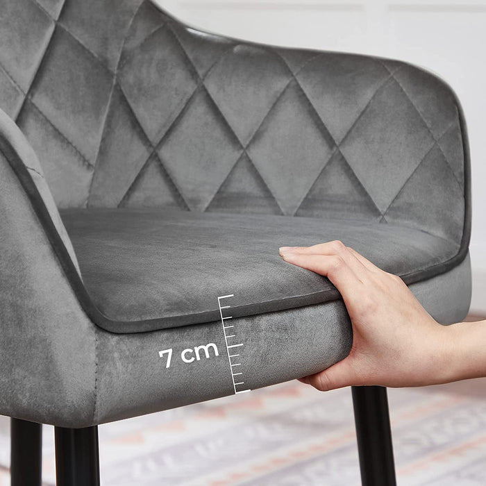 Esszimmerstuhl, Sessel, Polsterstuhl mit Armlehnen, Sitzbreite 49 cm, Metallbeine, Samtbezug, bis 110 kg belastbar, für Arbeitszimmer, Wohnzimmer