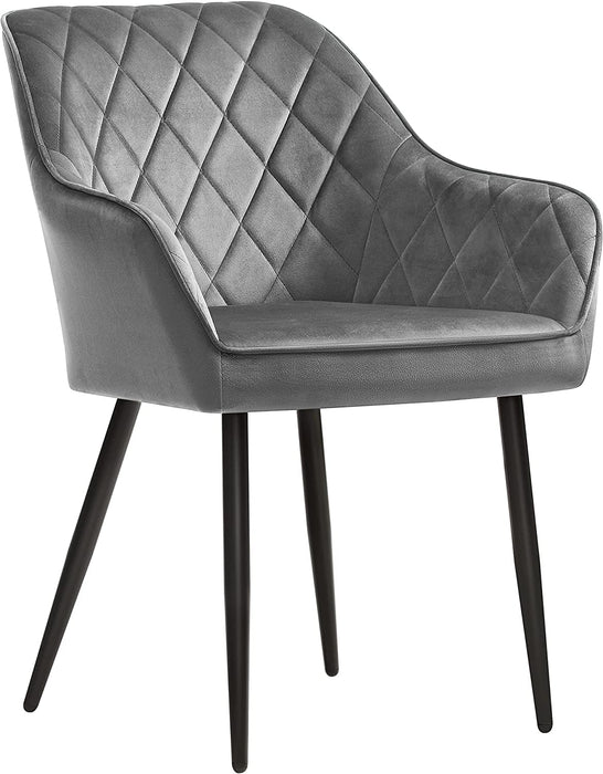 Esszimmerstuhl, Sessel, Polsterstuhl mit Armlehnen, Sitzbreite 49 cm, Metallbeine, Samtbezug, bis 110 kg belastbar, für Arbeitszimmer, Wohnzimmer