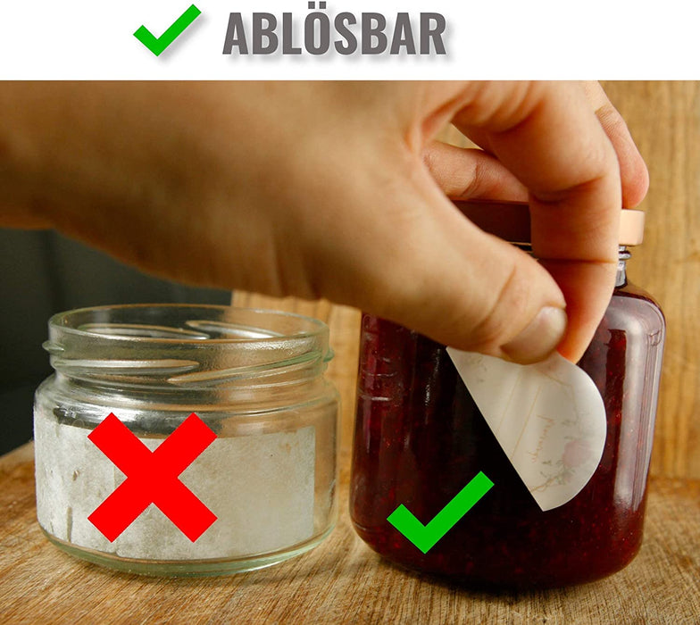 Etiketten Selbstklebend 200 Stück 5cm Ø Klebe-Etiketten zum Beschriften von Einmach-Gläsern, Aufkleber Marmeladenglas Beschriftbar