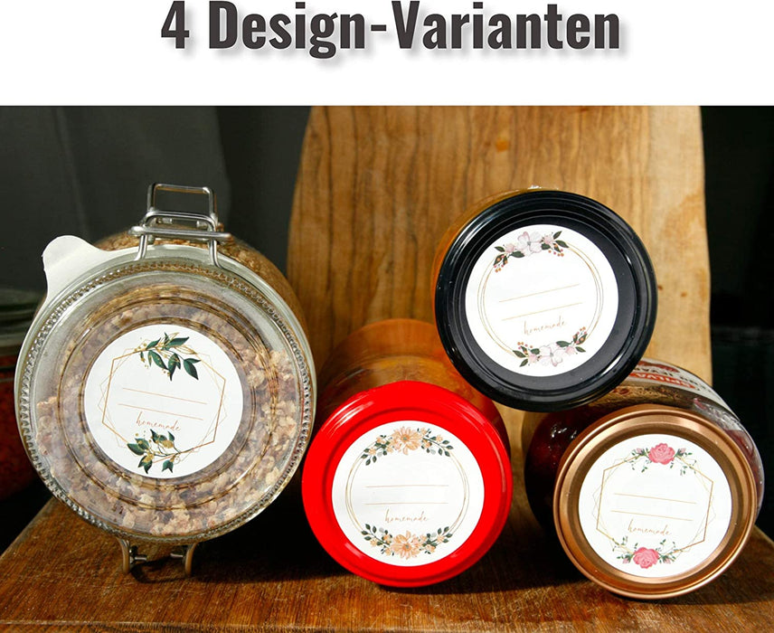 Etiketten Selbstklebend 200 Stück 5cm Ø Klebe-Etiketten zum Beschriften von Einmach-Gläsern, Aufkleber Marmeladenglas Beschriftbar