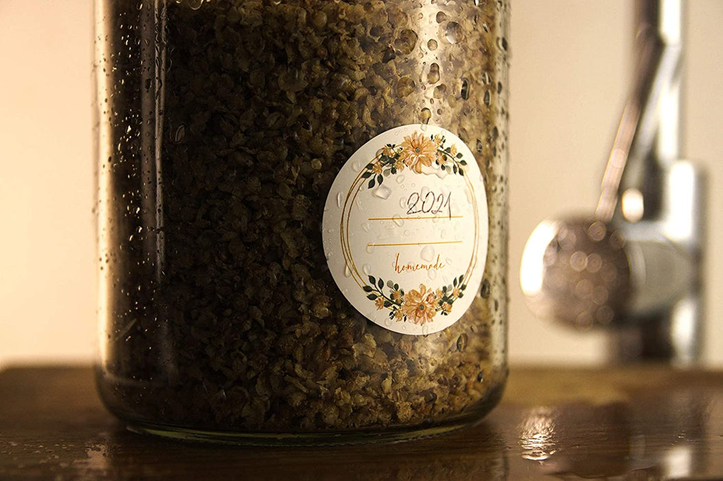 Etiketten Selbstklebend 200 Stück 5cm Ø Klebe-Etiketten zum Beschriften von Einmach-Gläsern, Aufkleber Marmeladenglas Beschriftbar