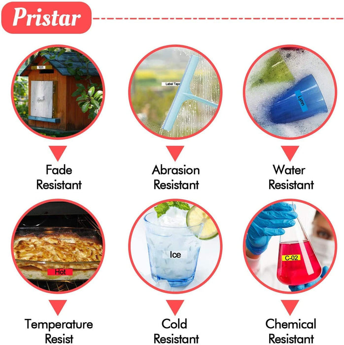 Etikettenband, 12 mm, kompatibel mit Brother TZe-131 TZe-231 TZe-431 TZe-531 TZe-631 TZe-731 schwarz auf klar/weiß/rot/blau/gelb/grün, 6 Stück 1C H11 0 1000 H105 900