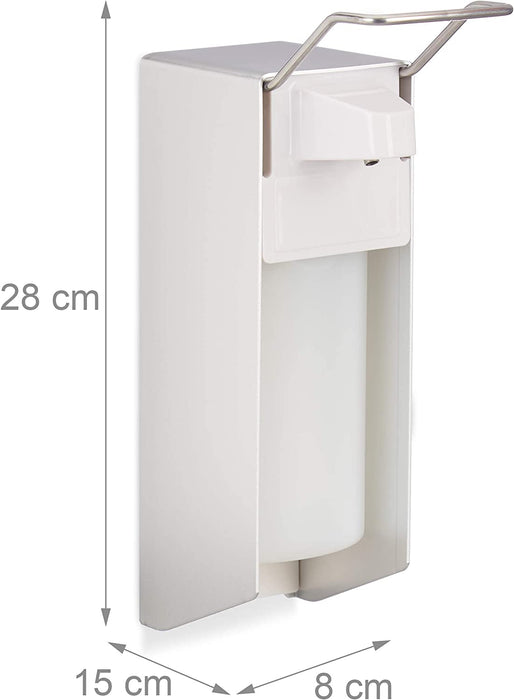 Eurospender 500 ml, Seifenspender Wandmontage, Desinfektionsmittelspender, Bügel-Mechanik, weiß