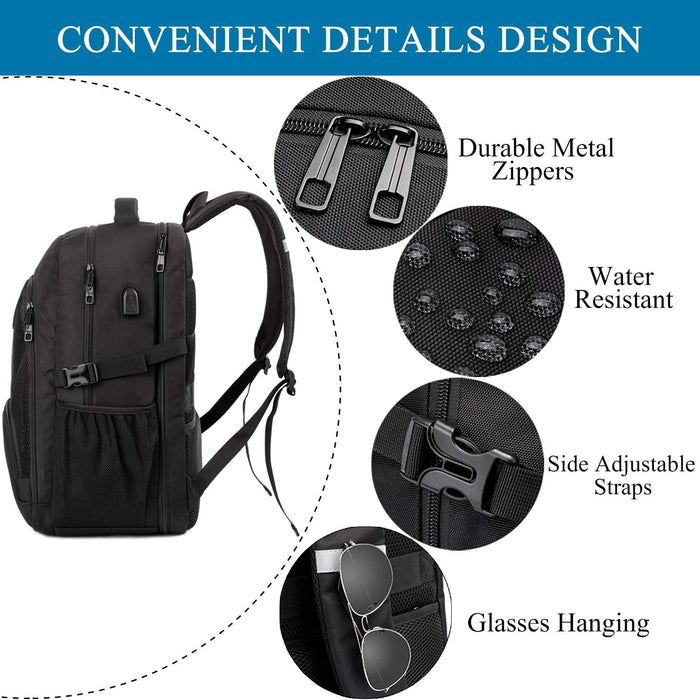 Extra Groß Rucksack Herren 50L Wasserdicht 17 Zoll Laptoptasche Arbeit Laptop Rucksack mit USB Ladeanschluss Anti Diebstahl Business Reisen 