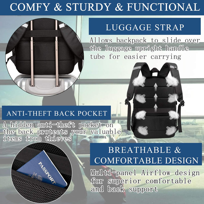 Extra Groß Rucksack Herren 50L Wasserdicht 17 Zoll Laptoptasche Arbeit Laptop Rucksack mit USB Ladeanschluss Anti Diebstahl Business Reisen 