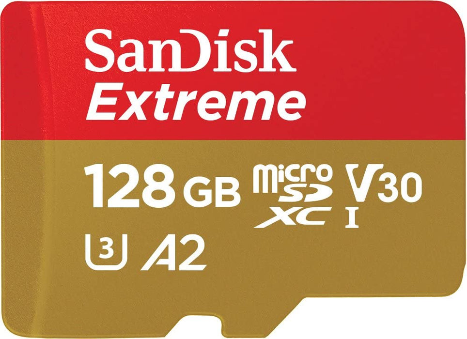 Extreme microSDXC UHS-I Speicherkarte 128 GB + Adapter (Für Smartphones, Actionkameras und Drohnen, A2, C10, V30, U3, 190 MB/s Übertragung)