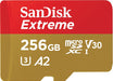 Extreme microSDXC UHS-I Speicherkarte 256 GB + Adapter (Für Smartphones, Actionkameras und Drohnen, A2, C10, V30, U3, 190 MB/s Übertragung, RescuePRO Deluxe)