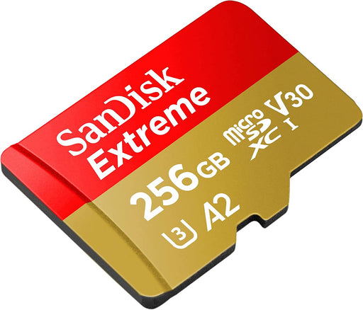 Extreme microSDXC UHS-I Speicherkarte 256 GB + Adapter (Für Smartphones, Actionkameras und Drohnen, A2, C10, V30, U3, 190 MB/s Übertragung, RescuePRO Deluxe)
