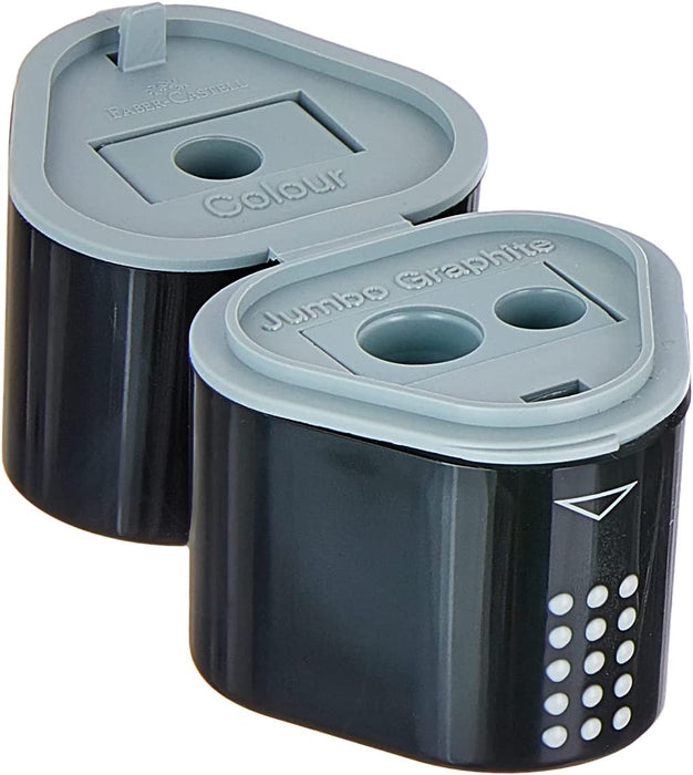 Faber-Castell - Bleistiftset GRIP 2001, mit 3 Bleistiften, 1 Radierer + 1 Spitzdose, schwarz