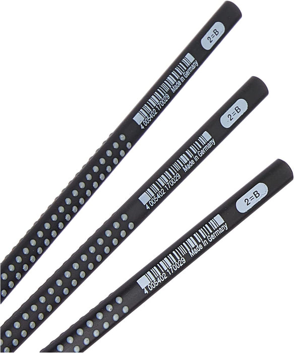 Faber-Castell - Bleistiftset GRIP 2001, mit 3 Bleistiften, 1 Radierer + 1 Spitzdose, schwarz