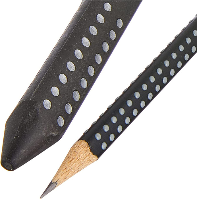 Faber-Castell - Bleistiftset GRIP 2001, mit 3 Bleistiften, 1 Radierer + 1 Spitzdose, schwarz